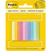 Post-it Page Markers, Assorted Bright Colors, 1/2 in x 2 in, 50 Markers/Pad, 10 Pads/Pack (670-10AB)