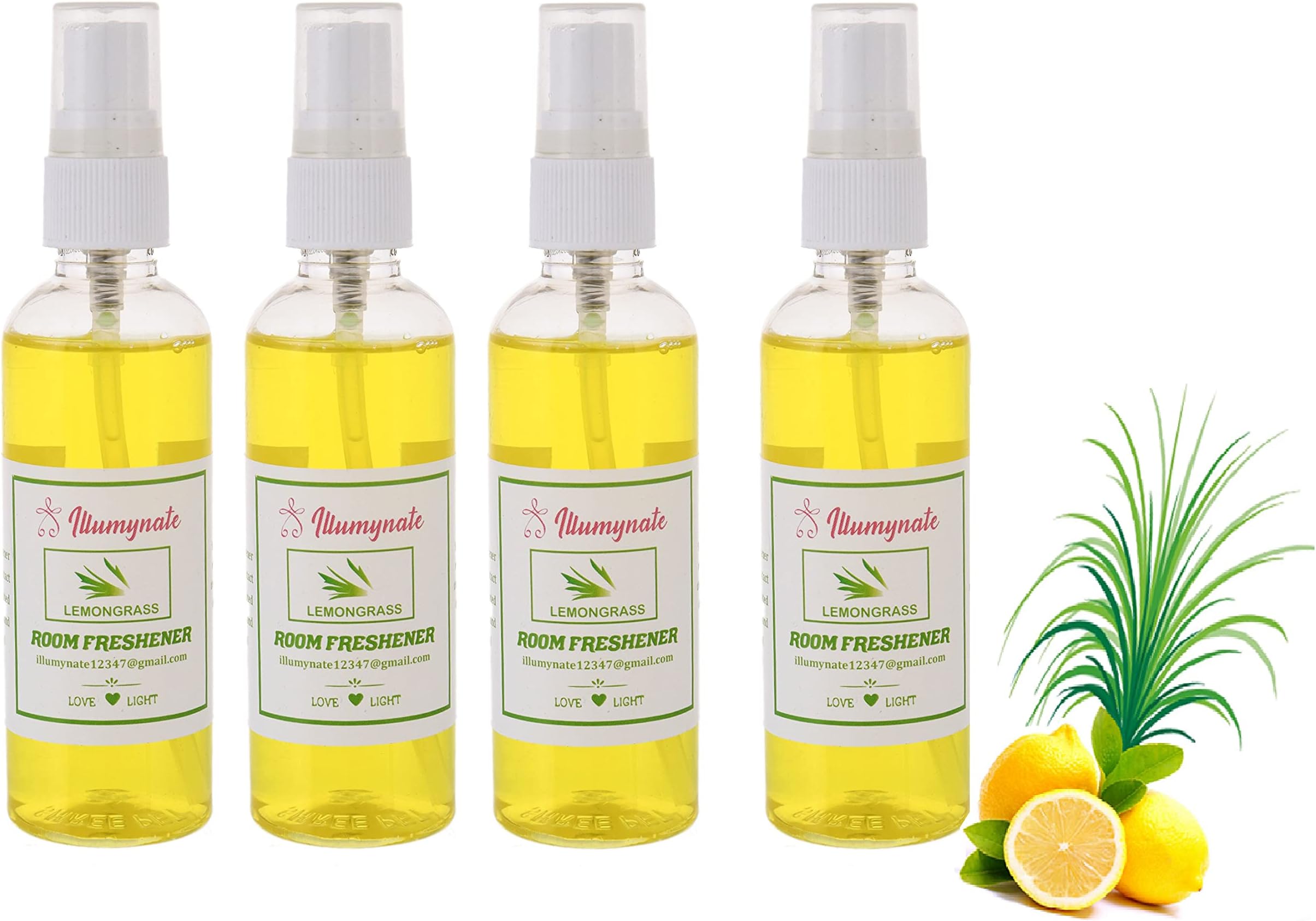 Illumynate Room freshener Spray Room Spray Kitchen Bathroom Car Living Area Office Cabin workspace Bedroom Lemon Grass ( Pack of 4 )