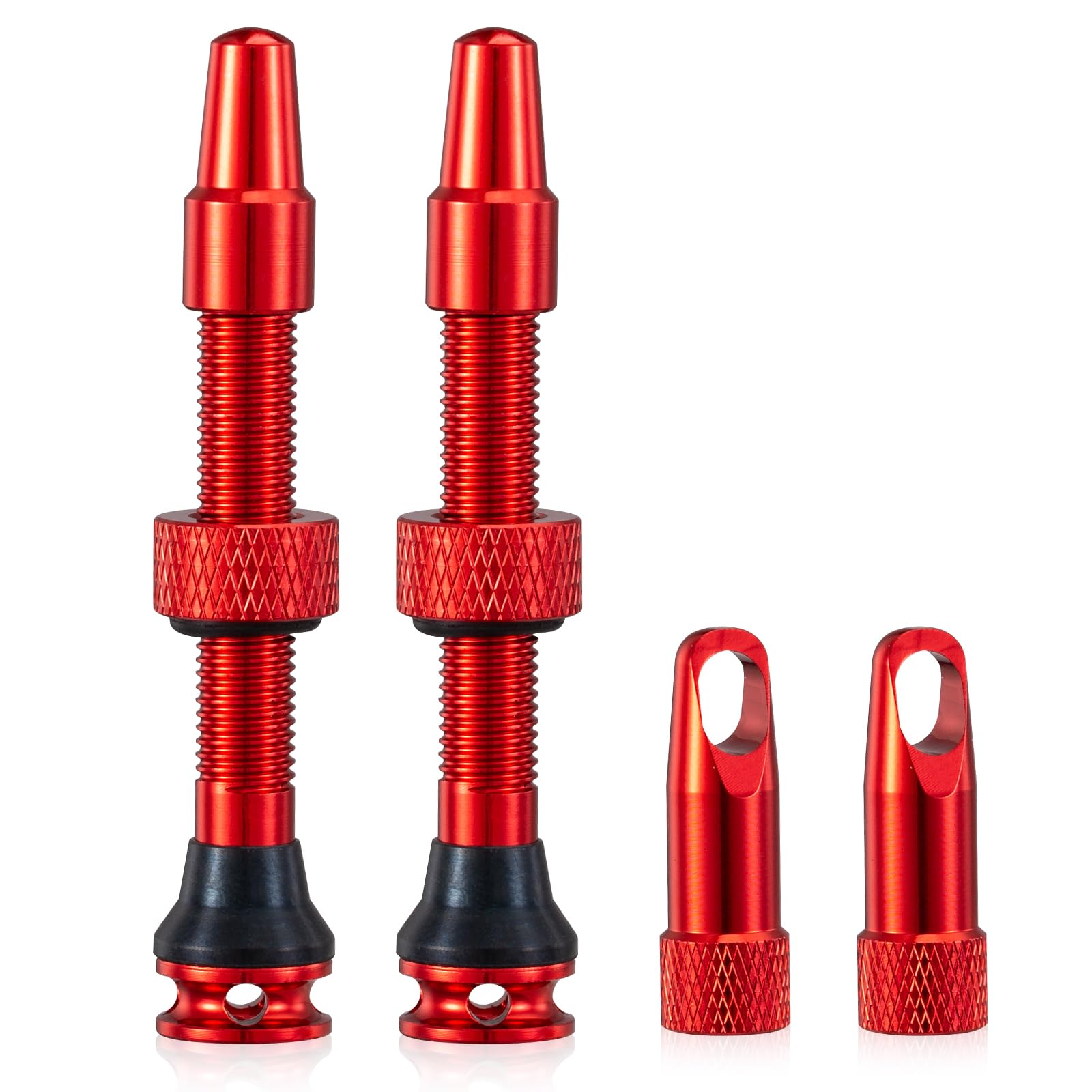 HZJD 2PCS Bike Tubeless Presta Valve Stem, Red, Integrated Core Removal Tool(44 mm)