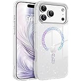 BENTOBEN Magnetic for iPhone 17 Pro Max Case, Clear Crystal Glitter Bling 17 Pro Max Phone Case [Compatible with MagSafe], Shockproof Sparkly Cute Women Girl Cover for iPhone 17 Pro Max, Clear Glitter