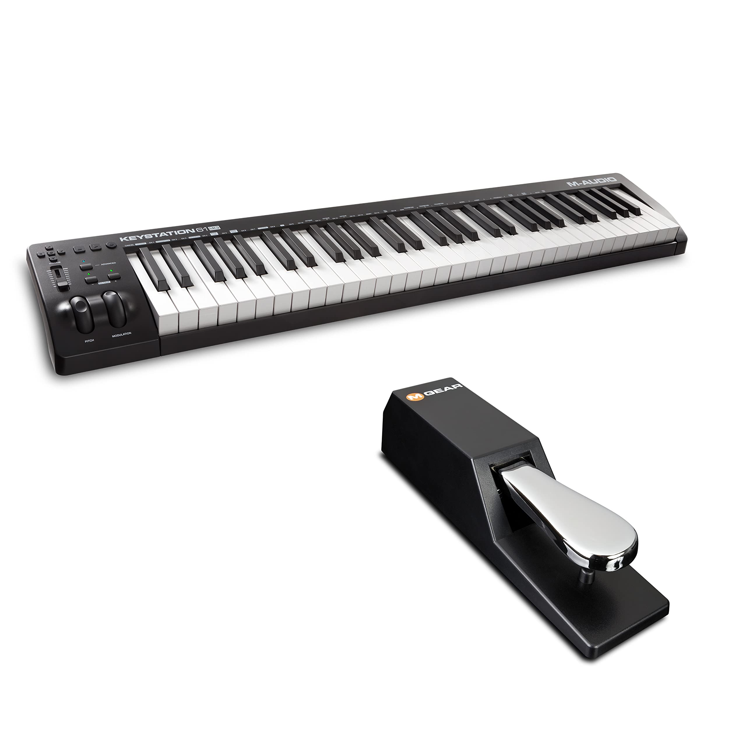MIDI Controller Bundle - 61-Key USB MIDI Keyboard Controller with Sustain Pedal and Pro Software Suite - M-Audio Keystation 61 MK3 + SP-2