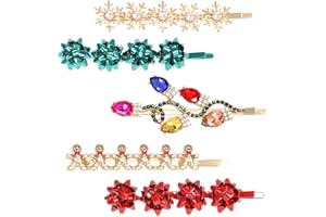 NVENF 4/5PCS Christmas Hair Clips for Women Rhinestone Snowflake Hairpin Christmas Bulb Light JOY Alligator Hair Clip Set Holiday Christmas Hair Accessories Festive Gift (Style B)
