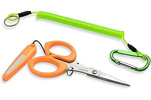 PAFASON 4.5‘’Stainless Steel Serrated Edge Braided Line Fishing Scissor with Safety Case,Lanyard,High Precision Tips, Ergonom