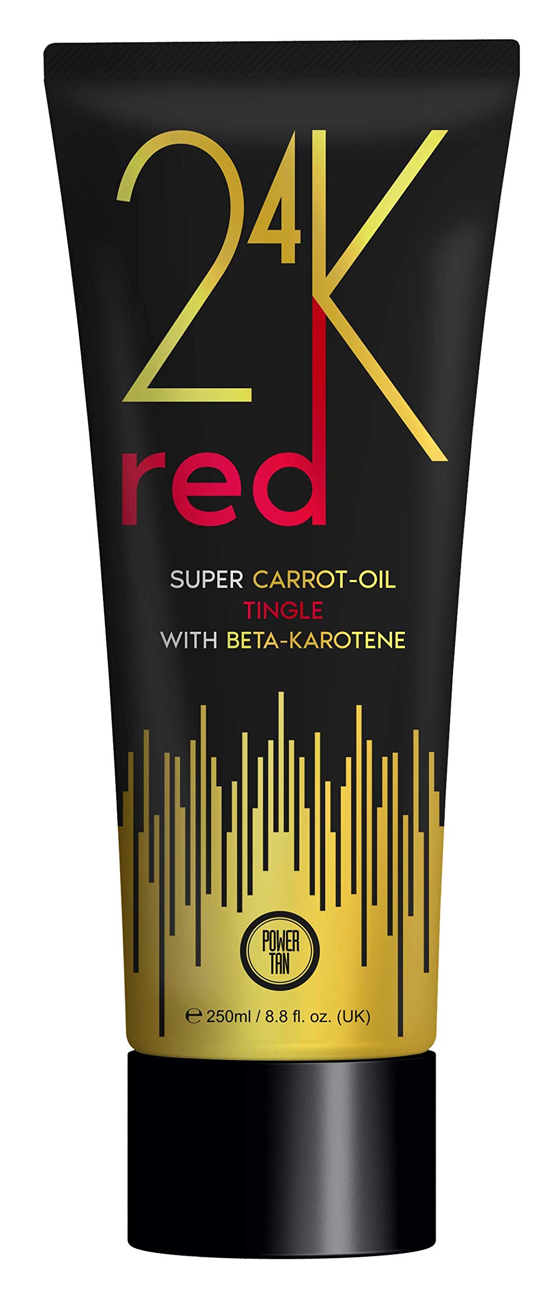 Power Tan 24K Red Super Carrot Oil Tingle Sunbed Tanning Accelerator 250ml โ Carrot Oil & Beta-Karotene Fast Dark Tan Booster โ DHA Free Tan Lotion for Indoor & Outdoor Tanning with Hydrating Formula