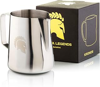 Barista Legends® Milchkännchen Edelstahl - mit speziellem Latte Art Ausguss - Milchkanne für Hobby Barista aus Hochglanz poliertem 304 Edelstahl