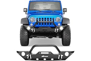 Nilight Front Bumper Compatible for 2007 2008 2009 2010 2011 2012 2013 2014 2015 2016 2017 2018 Jeep Wrangler JK/JKU Rock Crawler Fog Lights Hole Winch Plate