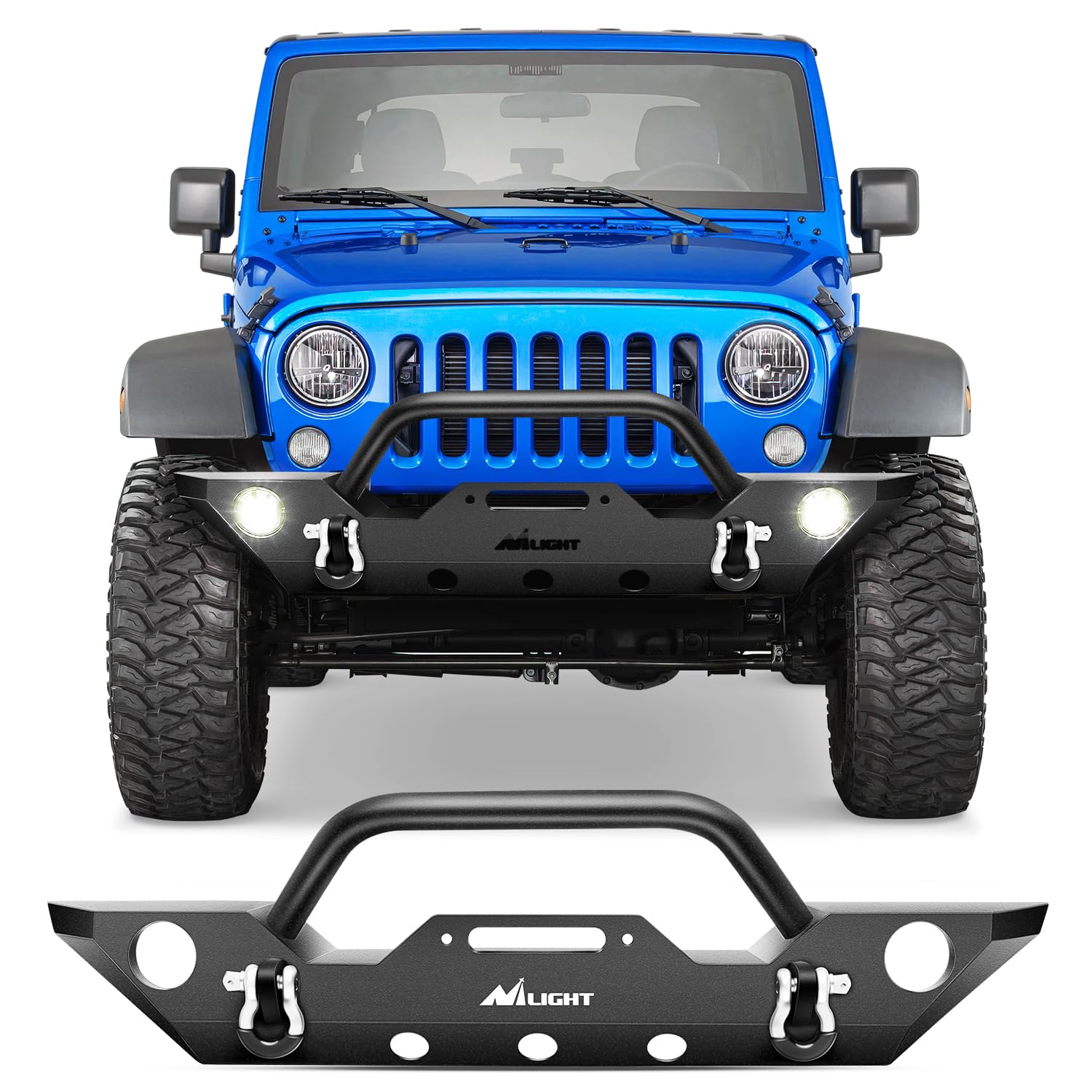 Photo 1 of Nilight Front Bumper Compatible for 2007 2008 2009 2010 2011 2012 2013 2014 2015 2016 2017 2018 Jeep Wrangler JK/JKU Rock Crawler Fog Lights Hole Winch Plate