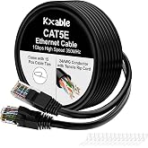 Cat5e Ethernet Cable 200 FT, Long Cat 5e Internet Cable, Black Snagless Patch Cord, Flexible, Network, LAN, PoE, Standard RJ45 Connector for PC, Server, Router, Modem, TV, PS5 - with 15 Cable Ties