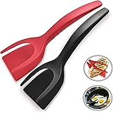 2 in 1 Flipper Spatula with tongs - Nylon Easy Grip Flip Spatula for Hash browns, Burgers, Steaks, French Toast, Omelets, Pan