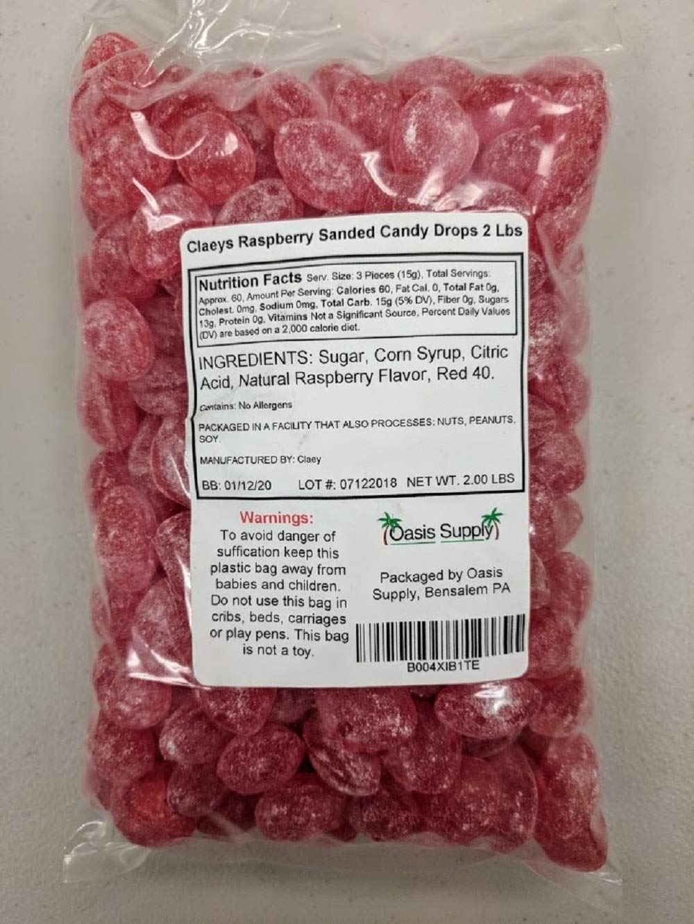 Claeys Sanded Candy Drops, Lemon, 2 Pound Hard Candy