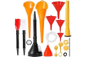 17 Pcs Automotive Funnels Set & Gas Can Spout Replacement, Plastic Long Neck Oil Funnel for Automotive and Kitchen Use, Flexi