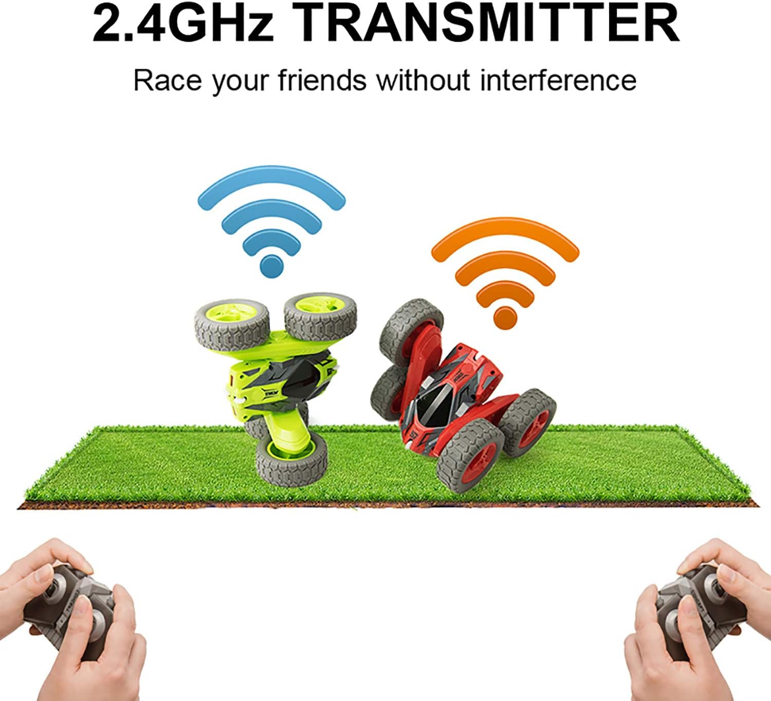 Tecnock Remote Control Car for Kids,360 ° Rotating Double Sided Flip RC Stunt Car,2.4Ghz 4WD Toy Car with Rechargeable Battery for 45 Min Play,Great Gifts for Boys and Girls(Orange): Toys & Games