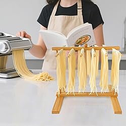 Mozphae Bamboo-Pasta-Drying-Rack with Transfer Wand