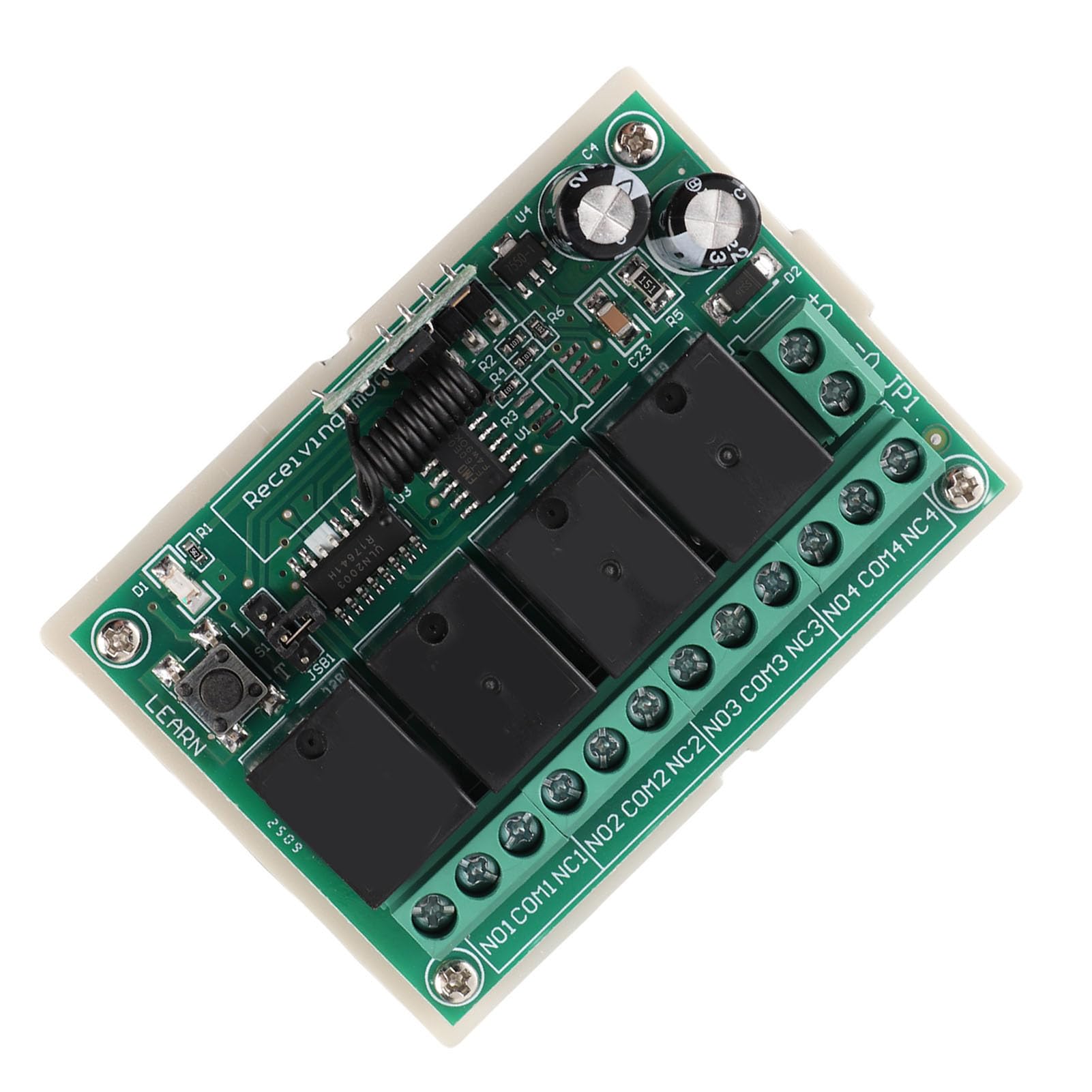 Portable Wireless Remote, DC12V Multi-function 4-way Relay Remote Control, Universal Wireless Relay Module Receiver, 4 Transceiver + 1 Receiver, for Lights, Garage Door, DC Motor