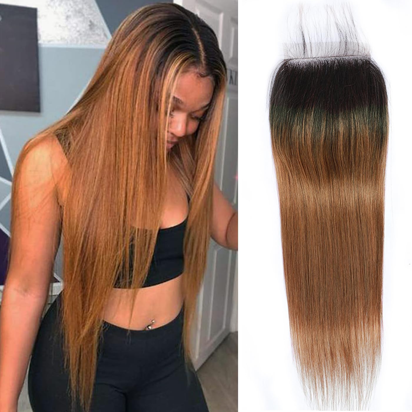 1B/30 Frontal Closure 13x4 Transparent Lace Frontal Closure Ear To Ear Straight Hair Ombre Frontal 12A Unprocessed Brazilian Virgin Human Hair 1b/30 Lace Frontal Pre Plucked with Baby Hair 10 inch โ image 1