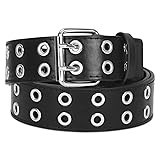 SANSTHS Women Double Grommet Studded Belts, black