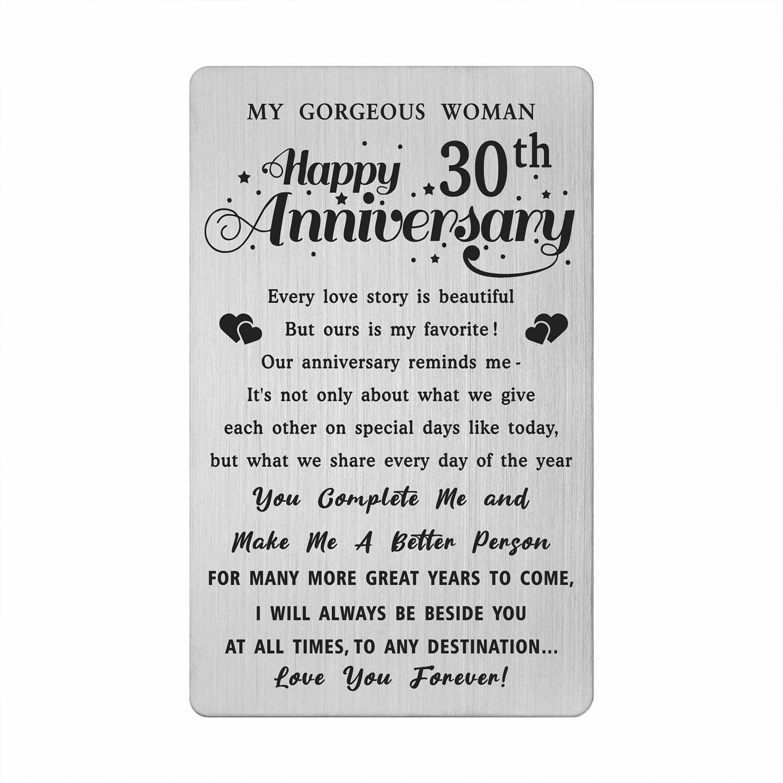 30th Wedding Anniversary Card Gifts for Wife Her, 30 Year Anniversary Card for Wife, Happy 30th Anniversary Card for Her, Woman 30 Year Anniversary Engraved Wallet Card