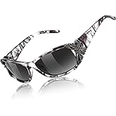 FEISEDY Trendy Polarized Y2K Sunglasses Wrap Around Butterfly Design Fashion Sunnies UV400 Protection B0078