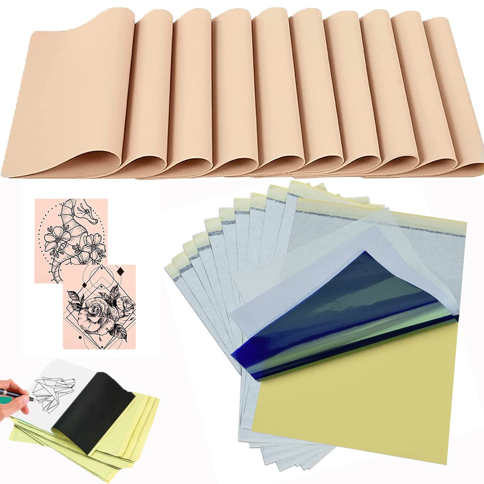 30pcs Tattoo Skin with Stencil Paper - LEAYOKA Including 10PCS Fake Skin and 20PCS Tattoo Stencil Paper for Supplies — image 1