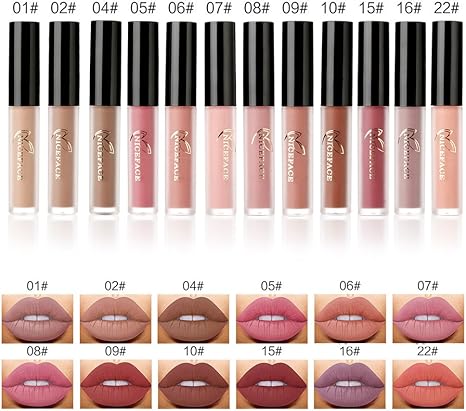 Gloss à Lèvreslip Gloss Matte Lipstick 12 Couleurs Mat Nude Longue Durée étanche Liquide Waterproof Maquillage à Lèvres Velours Hydratant Brillant
