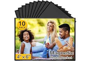 YixangDD 10 Pack Magnetic Picture Frame, 4 x 6 Inches Fridge Magnetic Photo Frames, Magnetic Photo Frames for Refrigerator, Home, School, Office (Black)