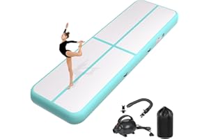 KIKILIVE Inflatable Air Gymnastics Tumbling Mat 6ft 10ft 13ft 16ft 20ft, Air Tumble Track Mat 4/8 inches Thickness with Electric Air Pump for Home Use Training Cheerleading Yoga Water Beach Park