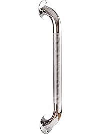 DMI - Textured Shower Handle Shower Assist Handle - Grab Bar for Bathroom Shower - Shower Grab Bar for Handicap and Elderly, For Bathtub and Shower Safety, Rust-Resistant Steel, 16", Silver
