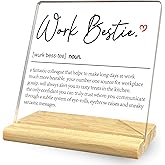 Work Bestie Acrylic Desk Decorative Sign, Funny Work Coworker Gifts for Women, Men