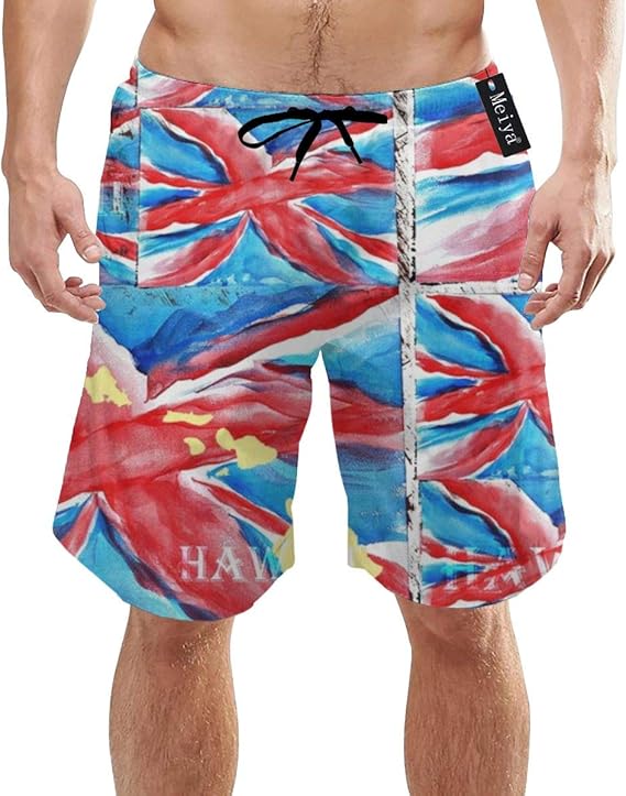 Dutars Hawaii Union Jack - Bañador Corto de Secado rápido: Amazon.es