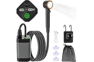 OXERBOG Portable Shower for Camping,6000mAh Rechargeable Camping Shower with Intelligent LED Display,IPX7 Waterproof Outdoor Shower Kit for Hiking, Travel, Car, Pet