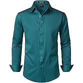 JEMITOP Men's Stretch Soft Slim Fit Dress Shirts Long Sleeve Formal Wedding Business Casual Button Down Shirt