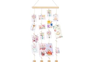 NIUBEST Wooden Hanging Photo Display Pictures Holders with 20 Clips,Picture Collage Wall Decor,Display Kinds of Greeting Cards