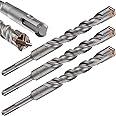 Wensilon Concrete Drill Bit 3pcs 3/4" X 8"-6" Cross-Type Double Thread Carbide Material Suitable for Concrete, Brick, Cement Walls, Stone, Hammer Drill Bits for Concrete