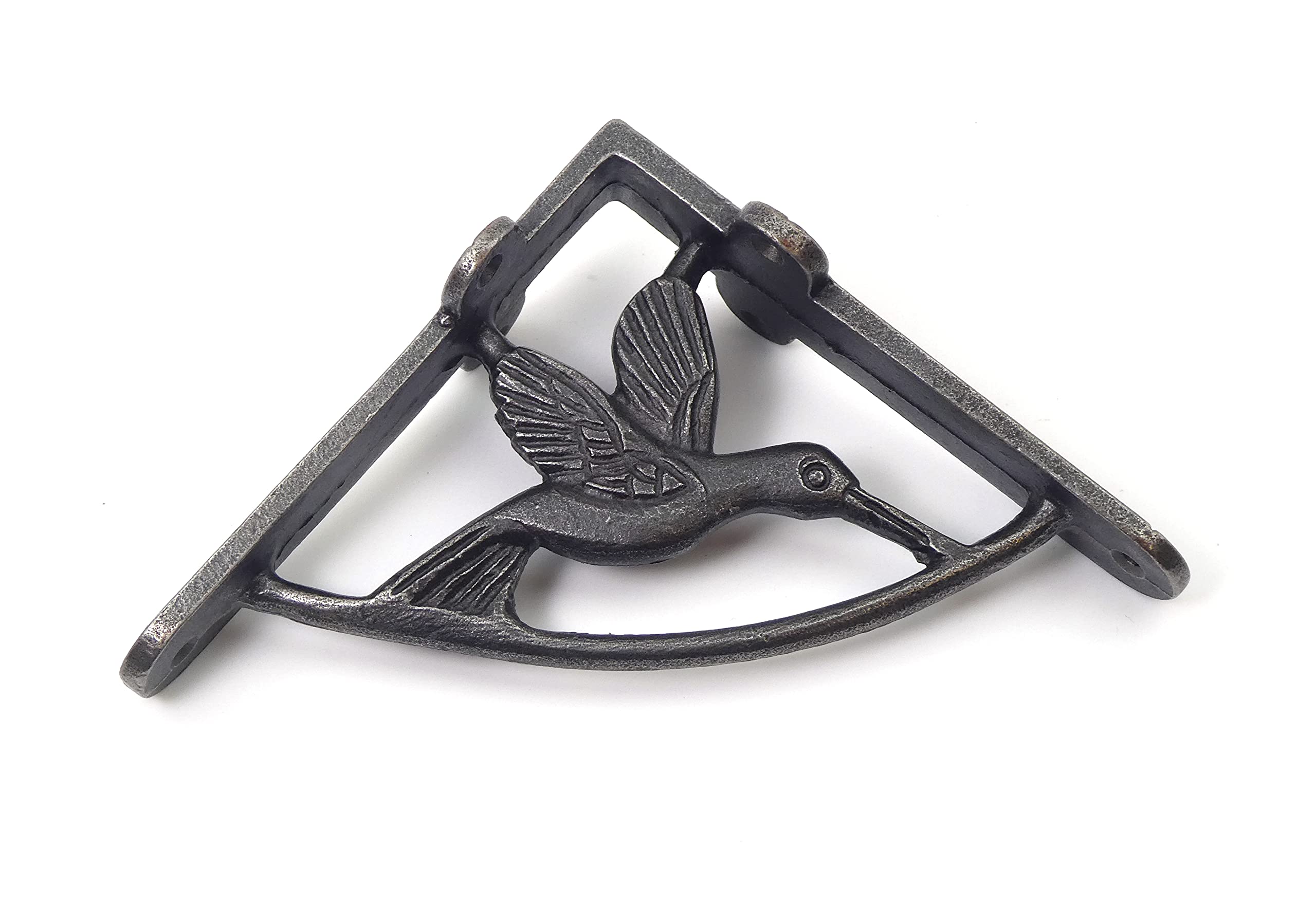 Pair of Ornate Bird Design Shelf Brackets Antique Cast Iron (5" x 5")