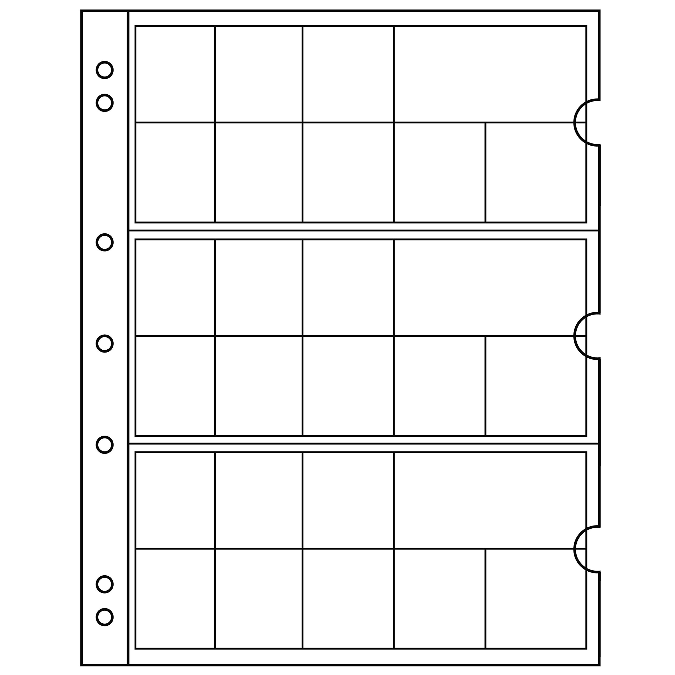 Leuchtturm 338425 Coin Sleeves Numis Euro - Coin storage for 3 complete coin sets 1 cent to 2 euro coins - pack of 5