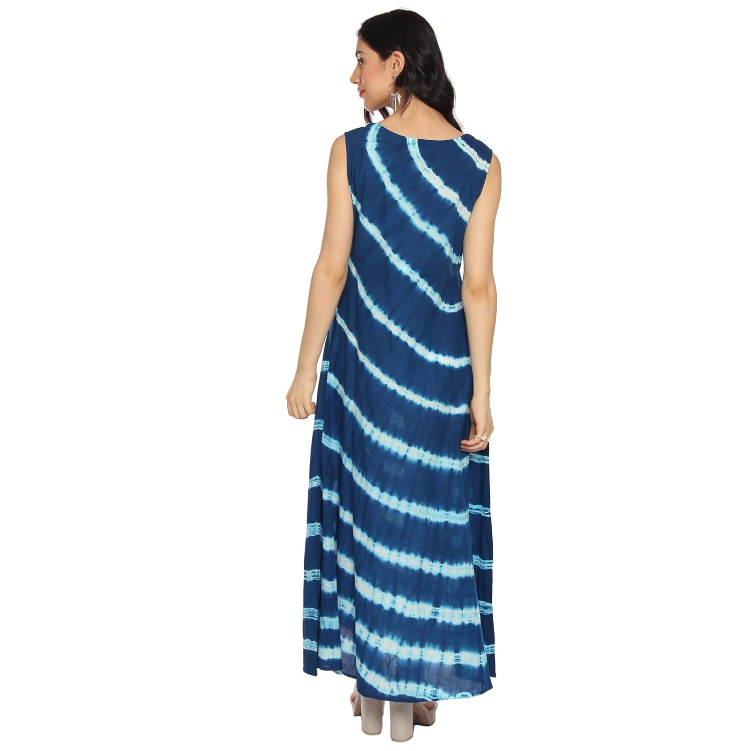 amayra women's cotton sleeveless a-line kurti (blue)