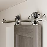 CCJH 6FT Sliding Barn Door Track Kit Internal Stainless Steel Hardware System view 8