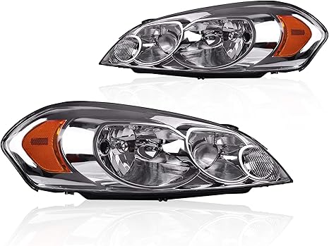 Amazon Com Replacement Headlight Assembly For 2006 2013 Impala 06 07 Monte Carlo Headlamp Driving Light Chrome Housing Amber Reflector Clear Lens Passenger And Driver Side 25958359 25958360 Automotive
