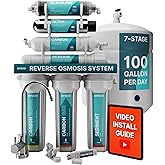 NU Aqua 7-Stage (12 Step Filtration) UV & Alkaline Under Sink Reverse Osmosis Water Filter System - 100 GPD RO Filtration & Remineralization - 100GPD Undersink - Home Kitchen Drinking Purifier