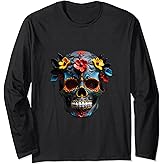 Sugar Skull I Floral Mexican Tradition I Dia De Los Muertos Long Sleeve T-Shirt