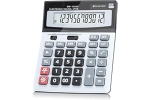 KURULO Desktop Calculator 12-Digit with Extra Large LCD Display, Big Buttons for Accounting & Office/School/Home Use - Dual Power (Solar/Battery)