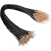 200 Pcs Waxed Leather Necklace with Clasps, Braided Rope Jewelry with Lobster Clasp 1.5 mm Premium Bulk Chains for Bracelet Pendants Making