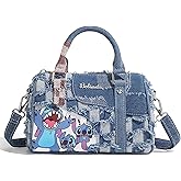Lyomied Cute Womens Purses and Handbags, Blue Denim Shoulder Bag Cartoon Crossbody Bags With Detachable Strap