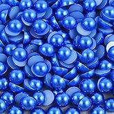 Niziky 500PCS Flat Back Half Round Pearls, 10mm Blue Half Round Flatback Pearls Gems Beads for Crafts, Flat Back Half Pearls for Craft Projects, Jewelry Making, Shoes, Cup, Nail Art Decoration