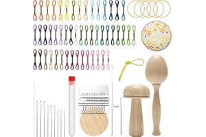 Windspeed Darning Egg Darning Mushroom for Socks Darner Egg Kit Include 14 Hooks Small Weaving Darner Loom 9 Large Eye Needles 50 Colors Thread for DIY Handicraft Home Sewing Care