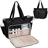 Fasrom Teacher Tote Bag with Laptop Compartment, Teacher Work Bag for Women and Teaching Supplies, Black (Patent Design)