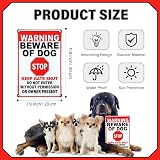 Photect Beware of the Dog Sign Tin Sign Red 7.9 x 11.8 Outdoor Gate view 2