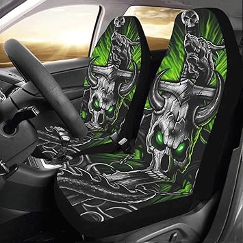 Amazon Com Front Car Seat Cover Green Gothic Dragon And Skull Pattern Universal Fit Auto Car Seat Covers Protector For Auto Truck Suv Vehicle Women Lady 2 Front Child Seat Cover Baby