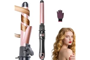 UOTJCNR 1.1 inch Automatic Curling Wand Rotating Curling Iron for Long Short Hair, Automatic Hair Curler with LED Display, Professional Hair Styling Irons Fast Heating