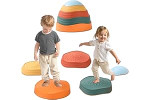 LoomLark Balance Stepping Stones for Kids 5pcs Non-Slip River Stones Obstacle Course Play Indoor and Outdoor Coordination Game Sensory Toys Toddler Ages 3 4 5 6 7 8+